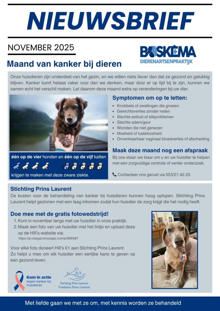 November 2025 Maand van kanker bij dieren 1